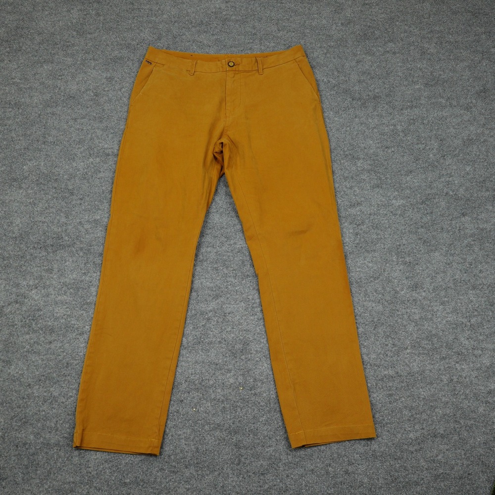 Scotch & Soda Stuart Pants Mens 33x32 Mustard Yellow Slim Fit Chino Trousers